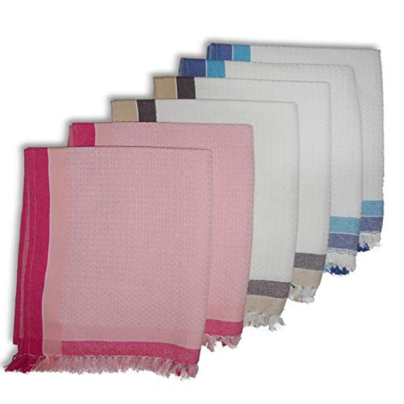 Athom Living Light Weight Cotton Premium Waffle Border Bath Towel 75X150 Cm Pack Of 6