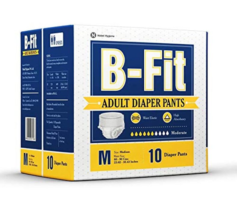 B-Fit Diapers Adult Diaper Pull Up Pants Medium (10 Pcs/Pack), Size- 24-36 Inches,(Pack Of 4)