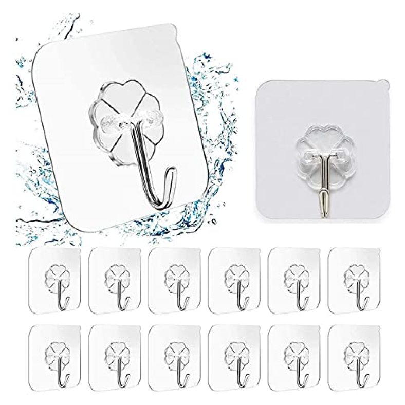 Transparent Strong Self Adhesive Door Wall Hangers Hooks Suction Waterproof Flower Plastic Strong Rack Sticky Sucker Heavy Load Rack Cup Sucker For Kitchen And Bathroom (5)
