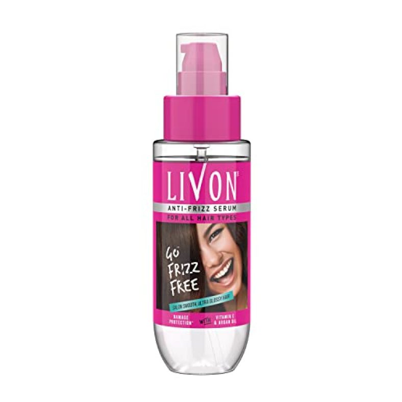 Livon Hair Serum For Women & Men | All Hair Types | Smooth, Frizz-Free & Glossy Hair | With Argan Oil & Vitamin E | 50 Ml