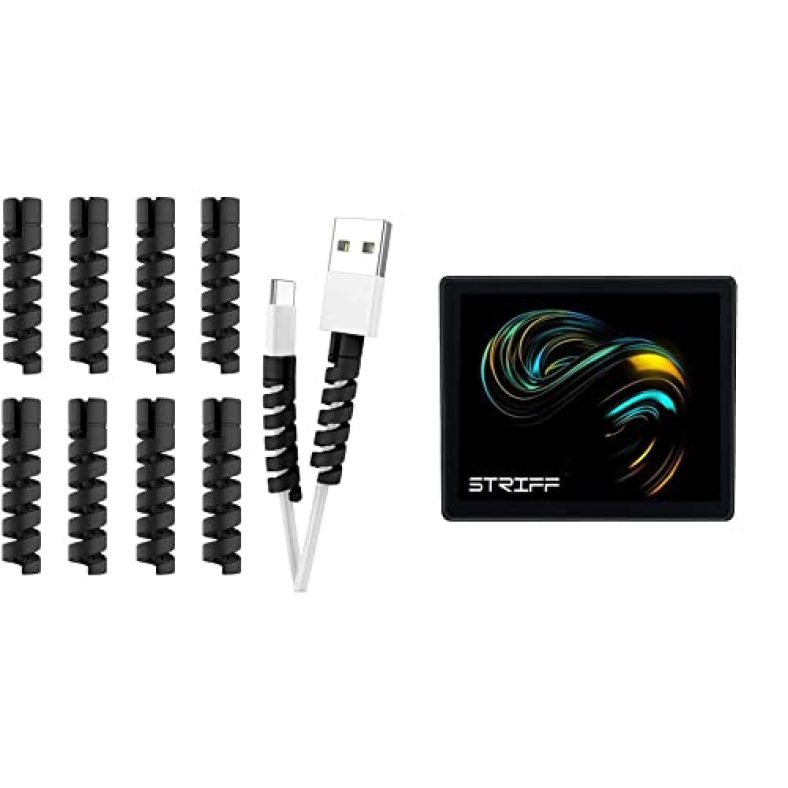 Striff 12 Pieces Highly Flexible Silicone Micro Usb Protector & Mpad Mouse Mat 230X190X3Mm Gaming Mouse Pad, Non-Slip Rubber Base, Waterproof Surface, Premium-Textured