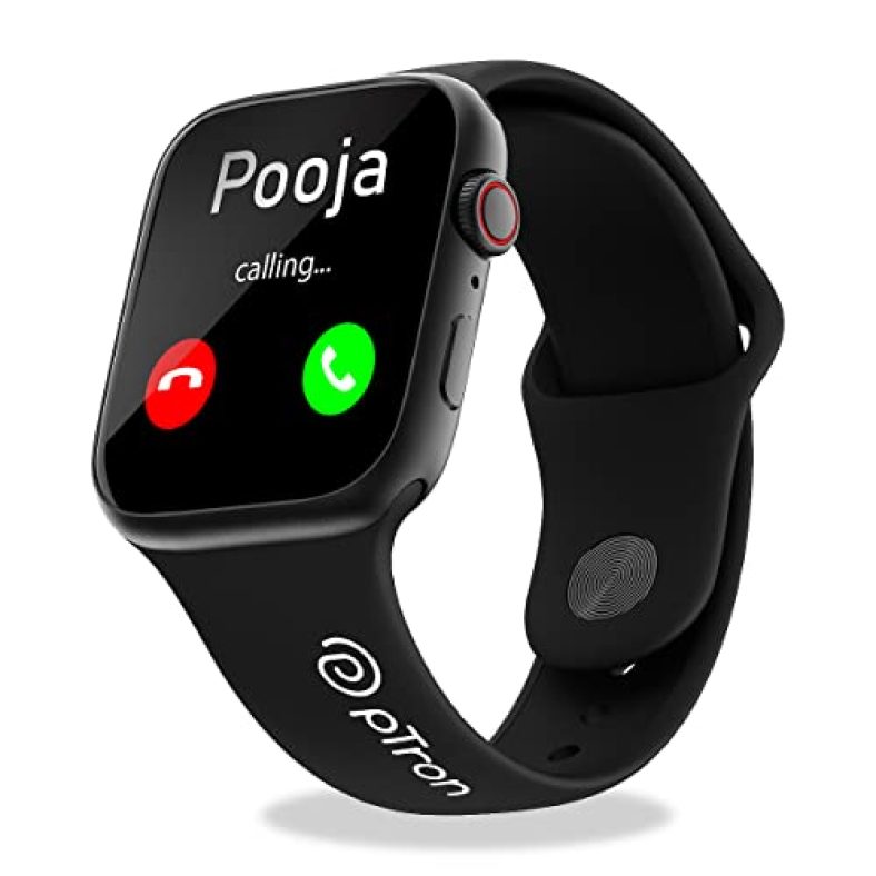 Ptron Force X12S Bluetooth Calling Smartwatch, 1.85″ Full Touch Hd Display, Functional Crown, Real Heart Rate Monitor, Spo2, Watchfaces, 5 Days Battery Life, Fitness Trackers & Ip68 Waterproof (Black)