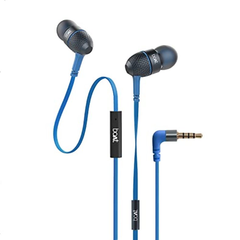 Boat Bassheads 220 Wired In Ear Earphones With Inline Mic(Blue)