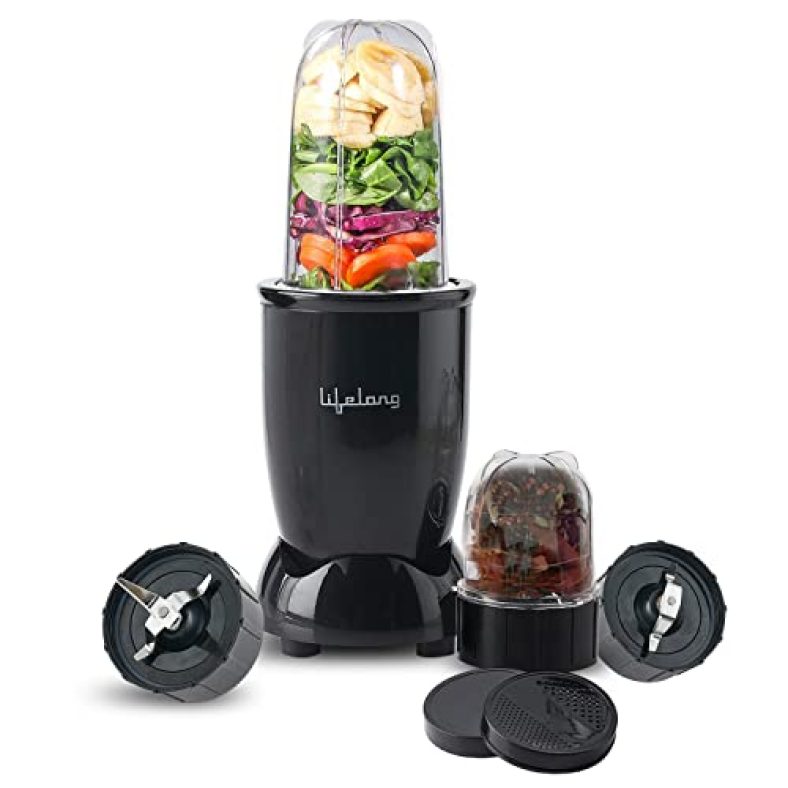 Lifelong Regalia Powernutri Mixer/Grinder/Blender/Shaker, 2 Stainless Steel Blades,2 Unbreakable Jars, 450 W Powerful Copper Motor (Black, 1 Year Warranty, Llnbb001)