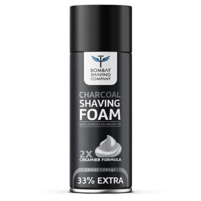 Bombay Shaving Company Charcoal Shaving Foam, 266 Ml (33% Extra) With Activated Charcoal & Moroccan Argan Oil