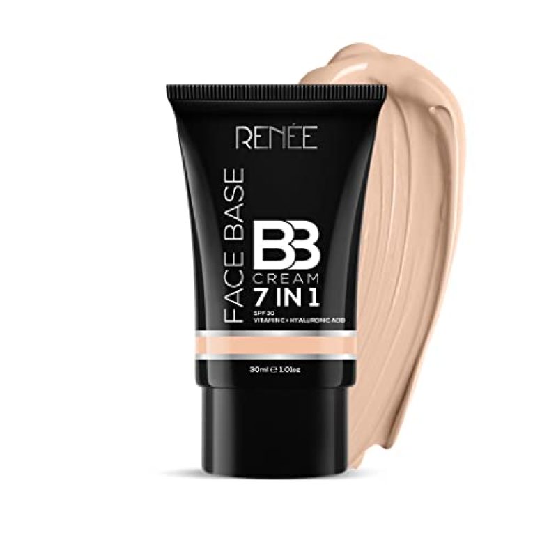 Renee Face Base Bb Cream 7 In 1 With Spf 30 Pa+++Butterscotch 30Ml| Enriched With Hyaluronic Acid & Vitamin C| Hydrates, Nourishes & Smoothens Skin