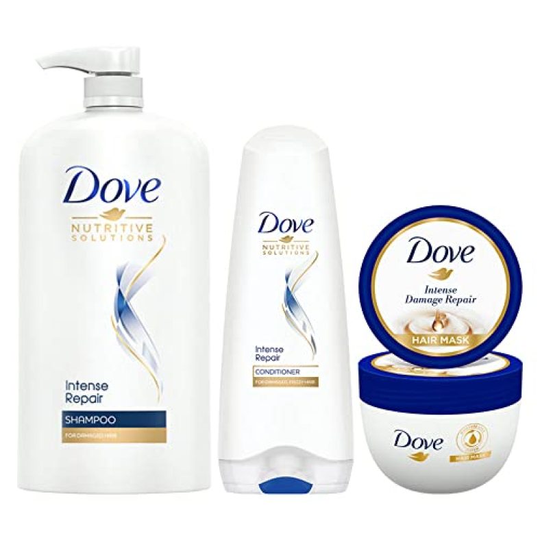 Dove Intense Repair Shampoo 1L, Conditioner 340Ml & Hair Mask 300Ml (Combo Pack) For Men & Women