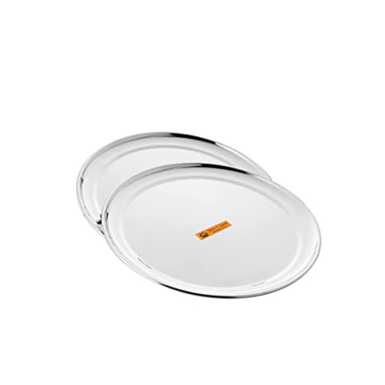 Shri & Sam Stainless Steel High Grade Shagun Dinner Plates (2 Pcs)