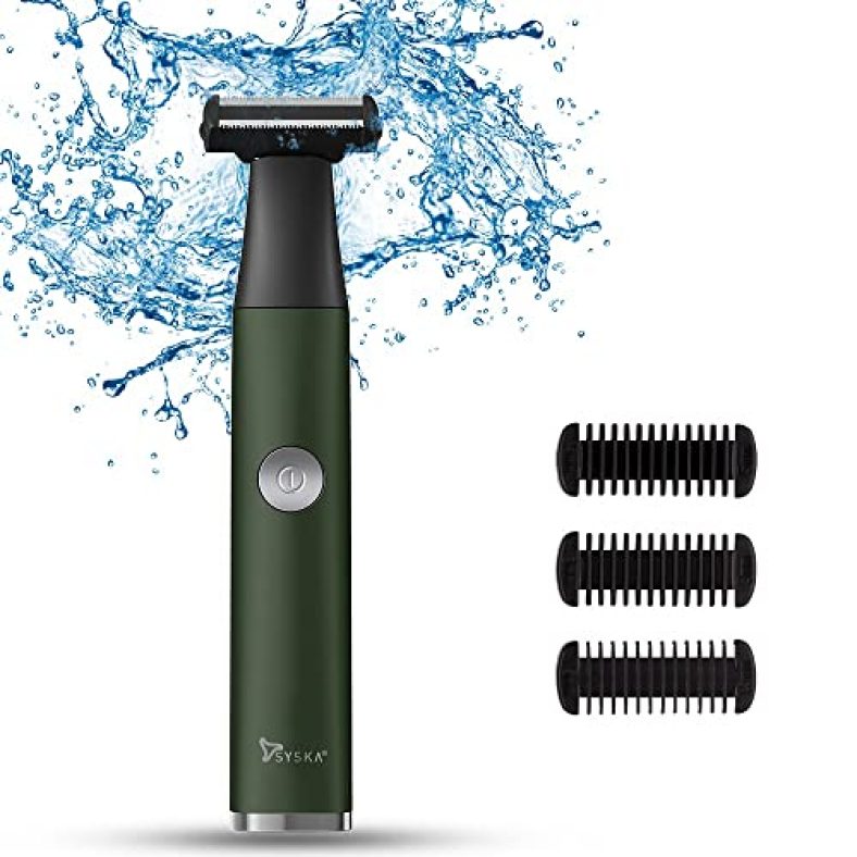 Syska Uniblade Ut1100 75Mins Corded & Cordless Beard Trimmer, Shaver And Electric Razor For Men, Body Grooming Kit, Durable One Blade, One Tool For Stubble, Underarms (Military Green)