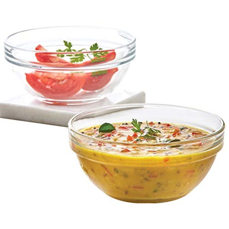 Borosil Glass Mixing & Serving Bowls With Lids, Oven & Microwave Safe Bowls, Set Of 6 (377Ml), Borosilicate Glass, Clear More Tools