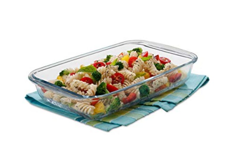 Signoraware Bake ‘N’ Serve Rectangular Bakeware Safe And Oven Safe Glass Dish Tray | Borosilicate Glass Bowl Container | Microwave Oven Safe Baking (1000Ml, Set Of 1, Clear)