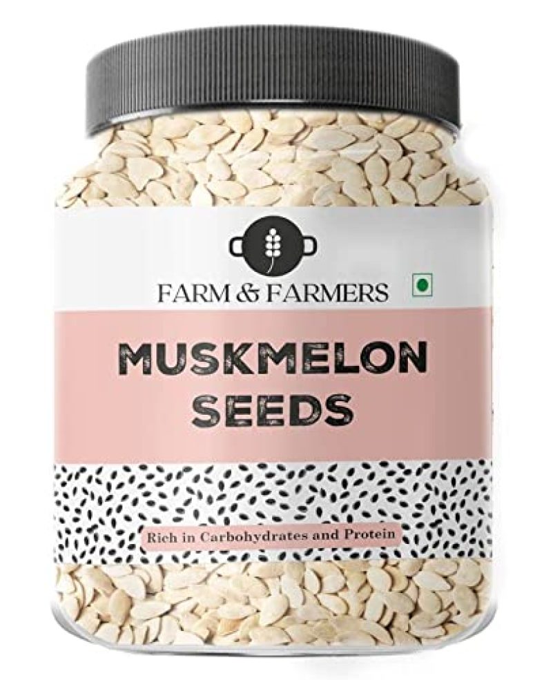 Farm & Farmers Organic Fresh Healthy Seeds, Superfoods, Nutritious Edible Seeds For Eating Packed With Minerals And Vitamins, Kharbuja Beej Kharbooja Bij (Muskmelon Seeds, 1 Kg)