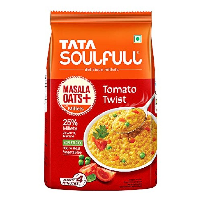Tata Soulfull Masala Oats+, Tasty Snack With Millets, Tomato Twist, 500G