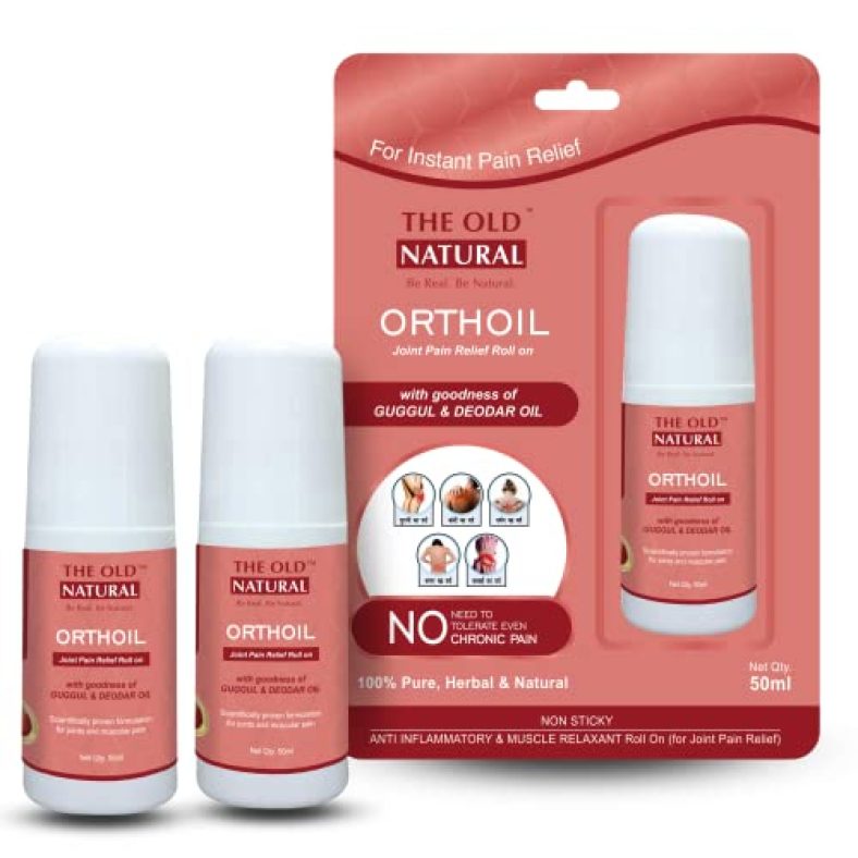 The Old Natural Orthoil Roll On I For Joint Pain Relief I 100% Herbal Oil With No Stickiness I Easy To Carry – 50Ml Roll On (Pack Of 2)
