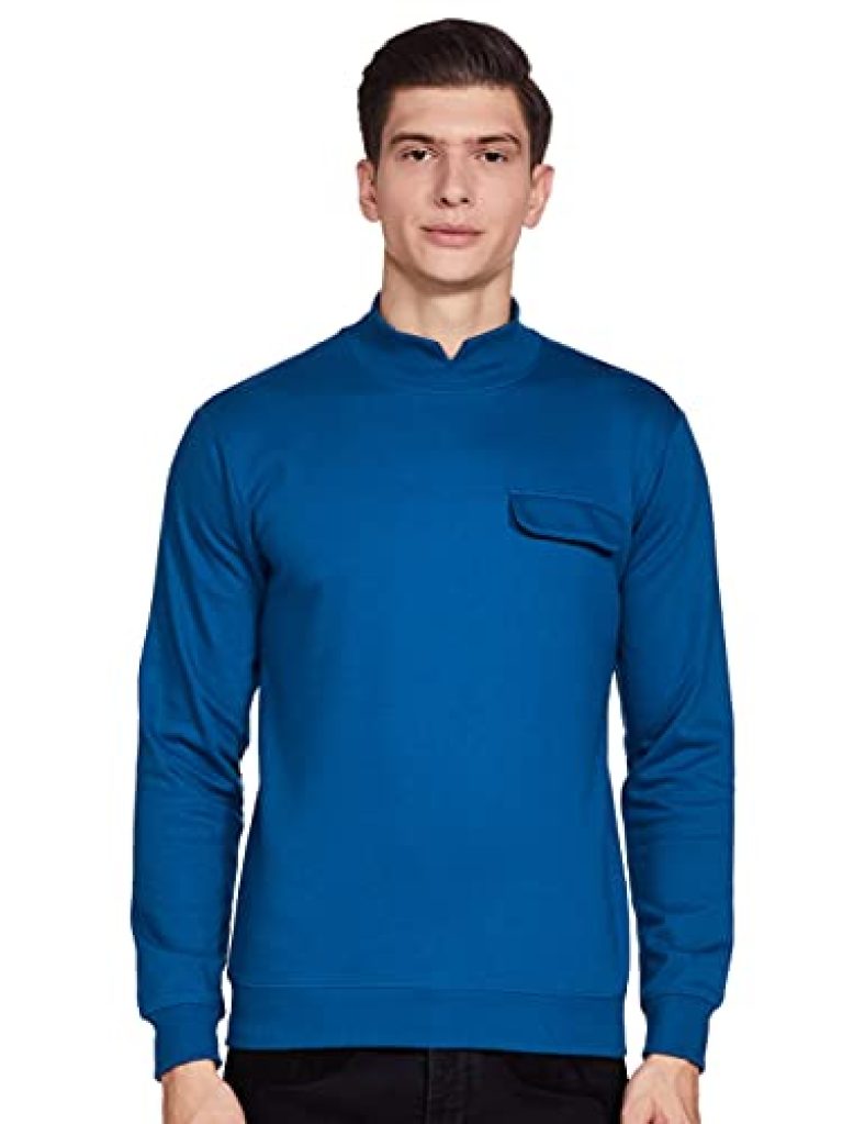 Fusefit Men’S Fleece High Neck Sweatshirt (Ffa-Mt062-01_Sports Blue_S)