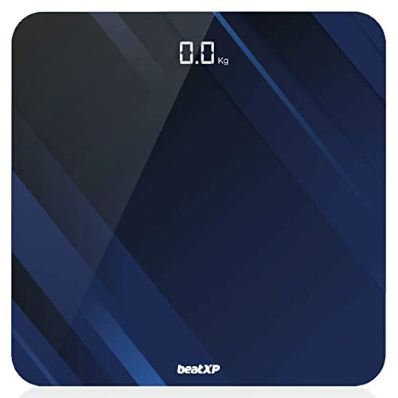Beatxp Optifit Glaze Digital Weighing Scale With Backlit Led Panel (Blue), Electronic Weight Machine For Body Weight With 6 Mm Thick Tempered Glass