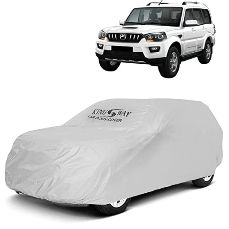 Kingsway Dustproof Car Body Cover, Suitable For Mahindra Scorpio, Model Year : 2014-2018, Color : Silver Matty, 2#2 2X2 Car Cover
