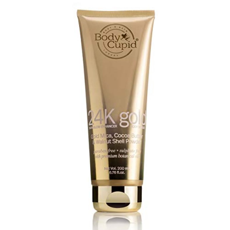 Body Cupid 24K Gold Face And Body Scrub – Skin Glow Enhancer With Gold Mica Powder, Cocoa Butter, Walnut Shell Powder – 200 Ml