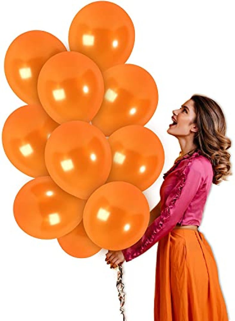 Crackles Orange Metallic Balloons For Happy Birthday Decorations,Baby Shower,Party Supplies,Bachelorette Bride To Be 50 Pc