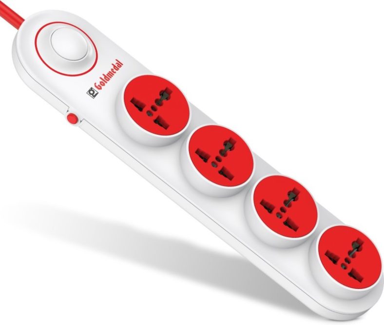 Goldmedal Logica 4X1 Spike Guard 4  Socket Extension Boards(White, 2 M)