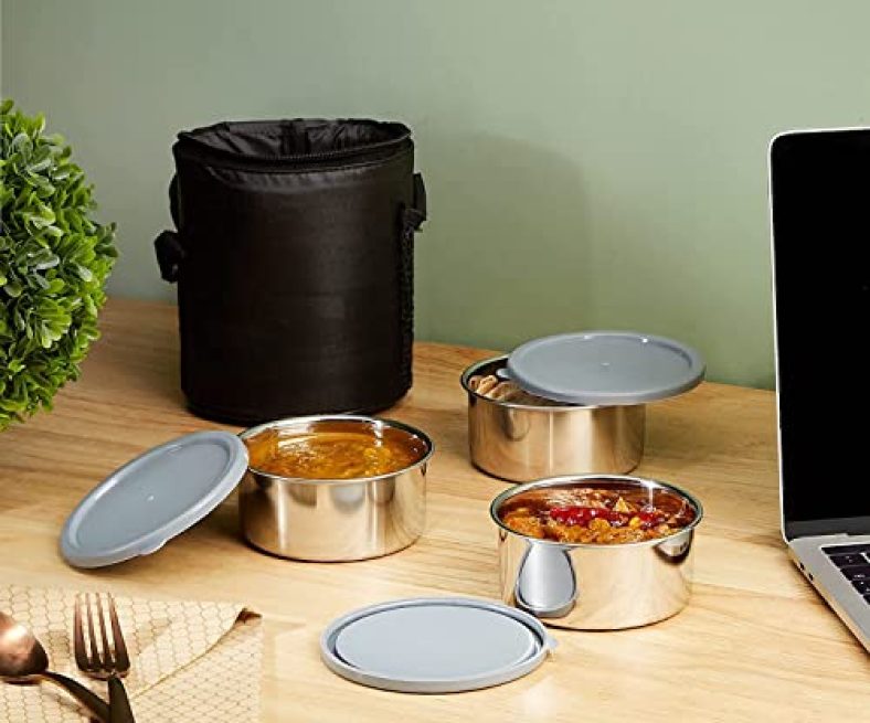 Stainless Steel Leak – Proof Lunch Box, Set Of 3