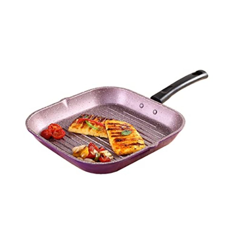 Wonderchef Valencia Non-Stick Grill Pan | Induction Friendly | Cool Touch Bakelite Handle | Pure Grade Aluminium| Pfoa Free| Size 24 Cm | 1.5 Litres Capacity | 1 Year Warranty | Purple