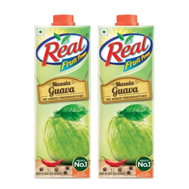 Real Masala Guava Fruit Juice – 1L (Pack Of 2) | No Added Preservatives, No Artificial Colours & Artificial Flavours | Goodness Of Best Guavas With Chatpata Masala | Daily Dose Of Fruit Nutrition | Tasty, Refreshing & Energizing Fruit Drink