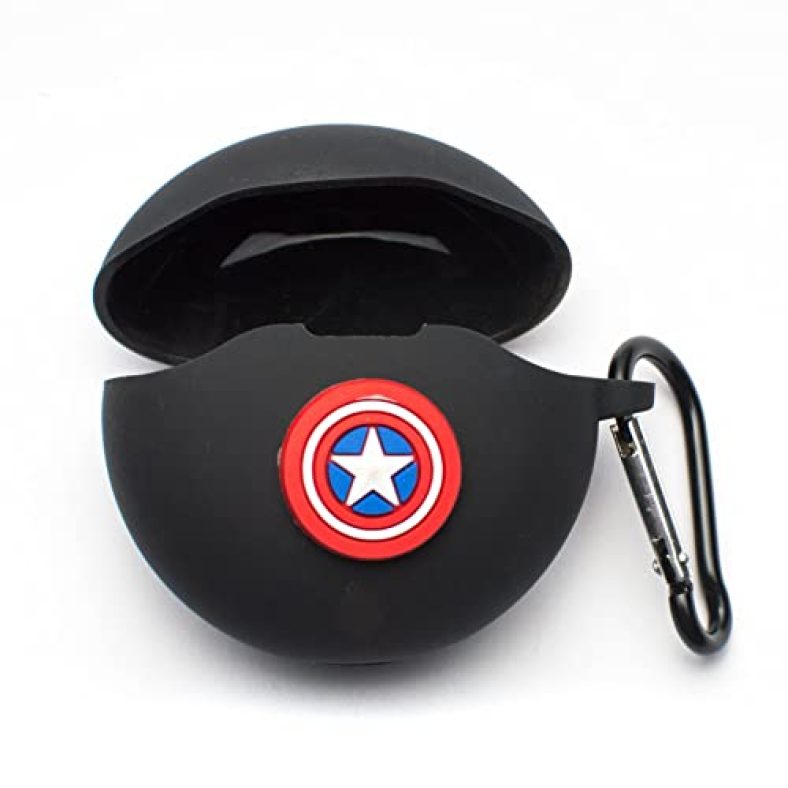 Heropantee Pouch For Noise Buds Vs303 Truly Wireless Protective Soft Silicone Case Cover With Hook (Cover Only) (Captain America)