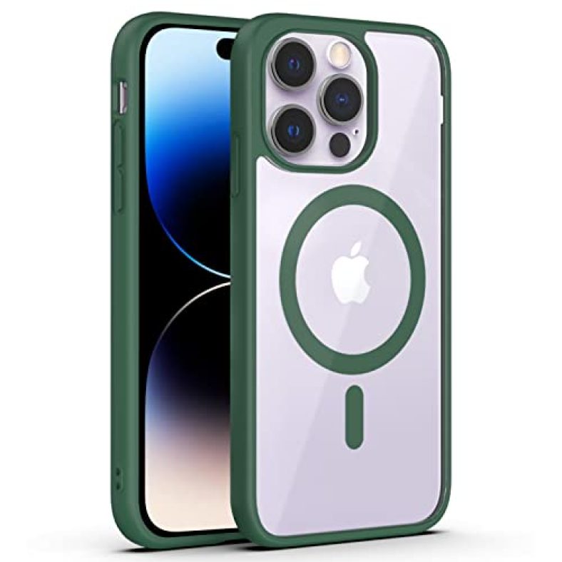 Amazonbasics Back Case Cover For Iphone 14 Pro | Compatible For Iphone 14 Pro Back Case Cover | Scratch-Resistant Back Case Cover | Forest Green
