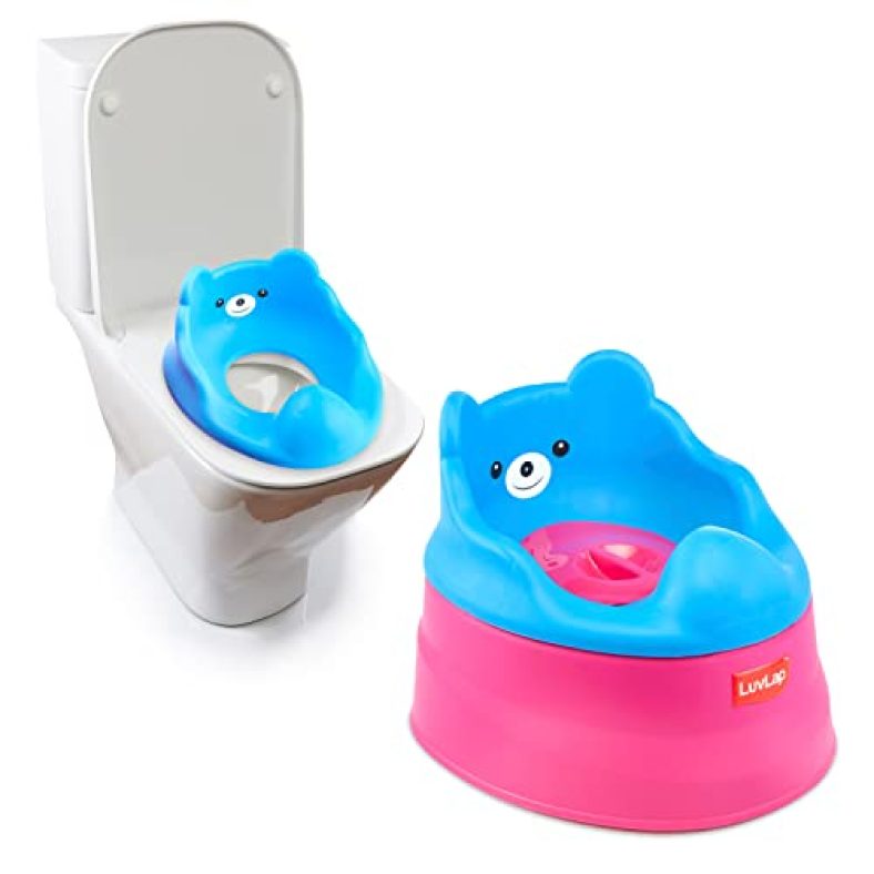 Luvlap Adaptable 2 In 1 Potty Training Seat For 1 + Year Child, Potty Trainer With Detachable Potty Bowl, Suitable For Potty Training Of Boys & Girls (Rose & Blue)