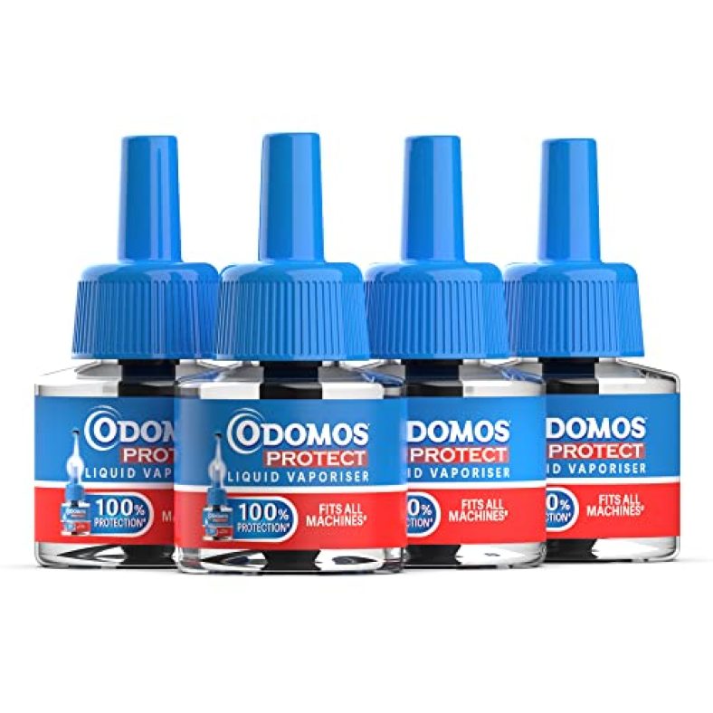 Odomos Protect Mosquito Repellent Liquid Vaporiser Refill – Pack Of 4, 45Ml Each | Fits All Standard Machines | 100% Mosquito Protection | Kills Dengue, Malaria And Chikungunya Mosquitoes