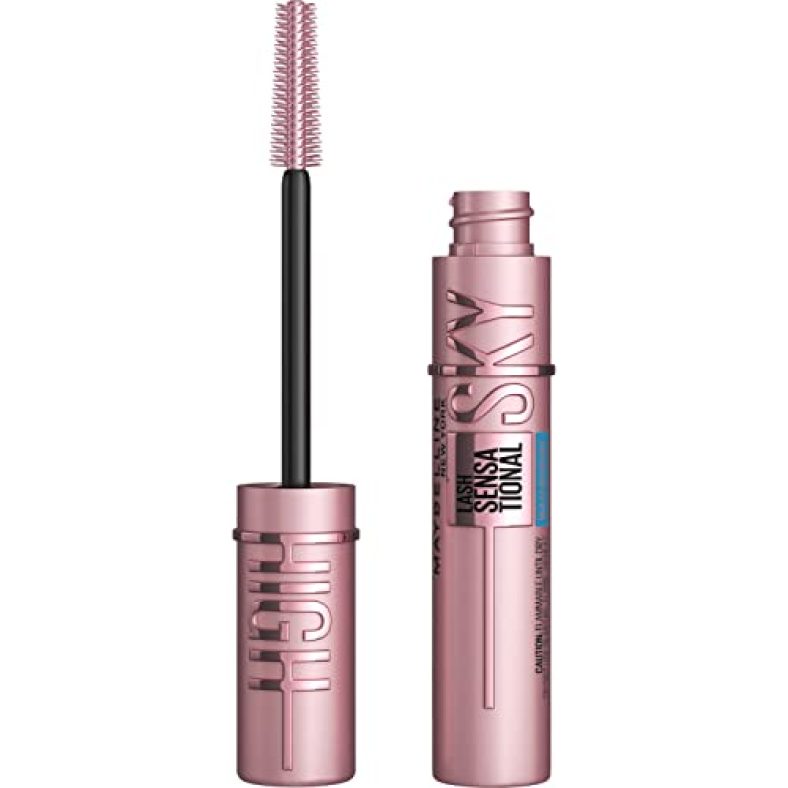Maybelline New York Waterproof Mascara, Lengthening & Volumizing Mascara, With Bamboo Extract & Fibres, Lash Sensational Sky High, Very Black, 6Ml