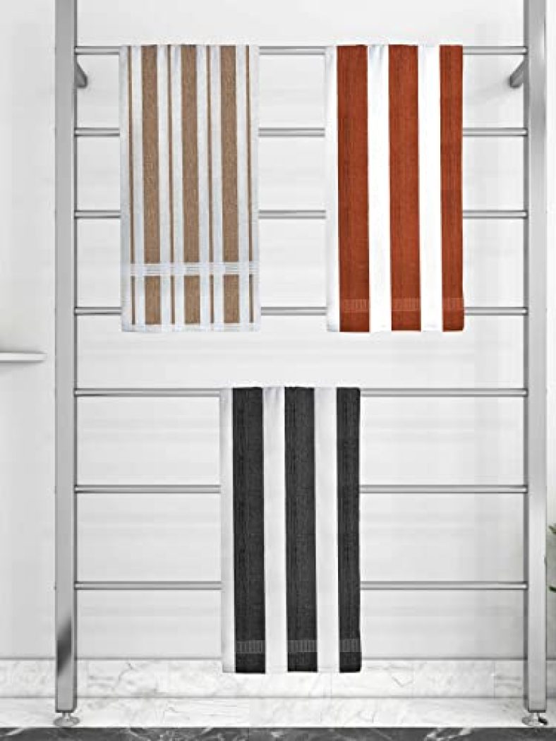 Athom Trendz Ecosaviour Striped Cotton Bath Towel 70X140 Cm Multicolour Pack Of Three