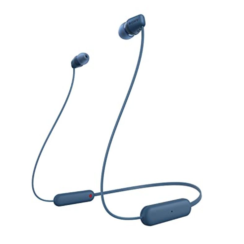 Sony Wi-C100 Wireless Headphones With Customizable Equalizer For Deep Bass & 25 Hrs Battery, Dsee-Upscale, Splash Proof, 360Ra, Fast Pair, In-Ear Bluetooth Headset With Mic For Phone Calls (Blue)