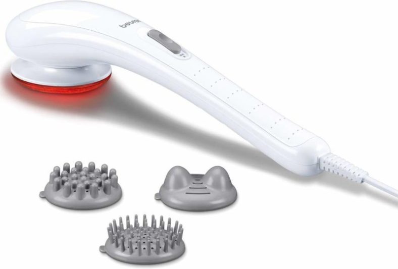 Lifelong Llgm45 Mini Gun Massager With 4 Heads| Deep Tissue Percussion Muscle Massager For Pain Relief & Recovery, Portable Handheld Electric Fascial Gun Massager(Silver)