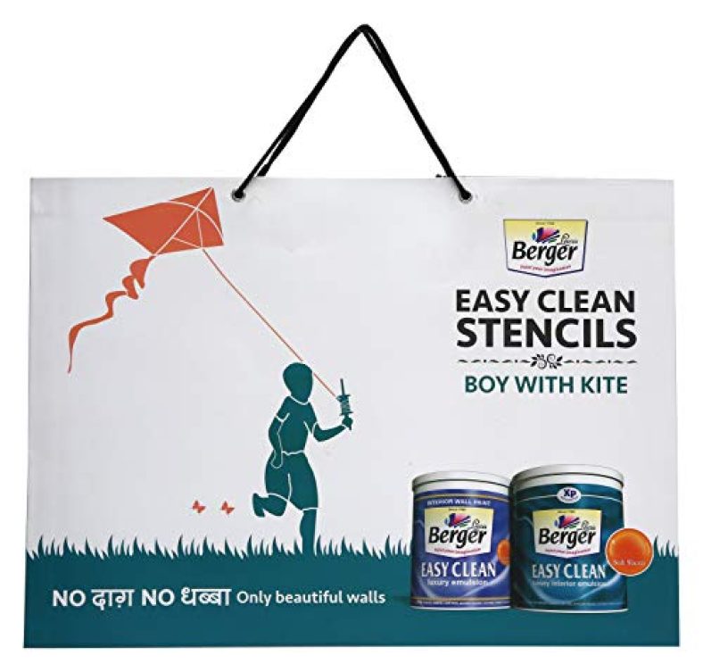 Berger Paints Easy Clean Boy With Kite Plastic Stencil 16.53 X 11.69 Inches (Multi, Pack Of 1)