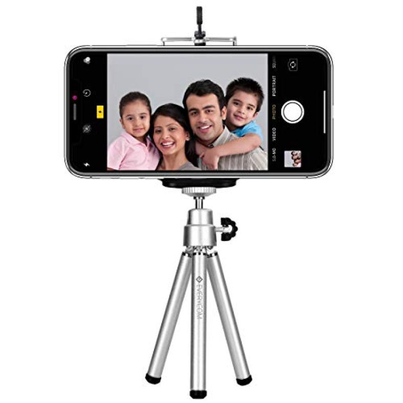Everycom Mini Tripod With Mount Compatible With All Mobile Phones And Digital Camera – Silver