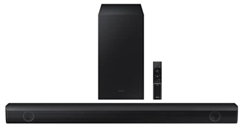 Samsung Soundbar (Hw-B55E/Xl), 2.1 Channel, Wireless Subwoofer, Dolby 2Ch & Dts Virtual X Experience Sound, Ai Adaptive Sound Lite, Energy Star (Black)