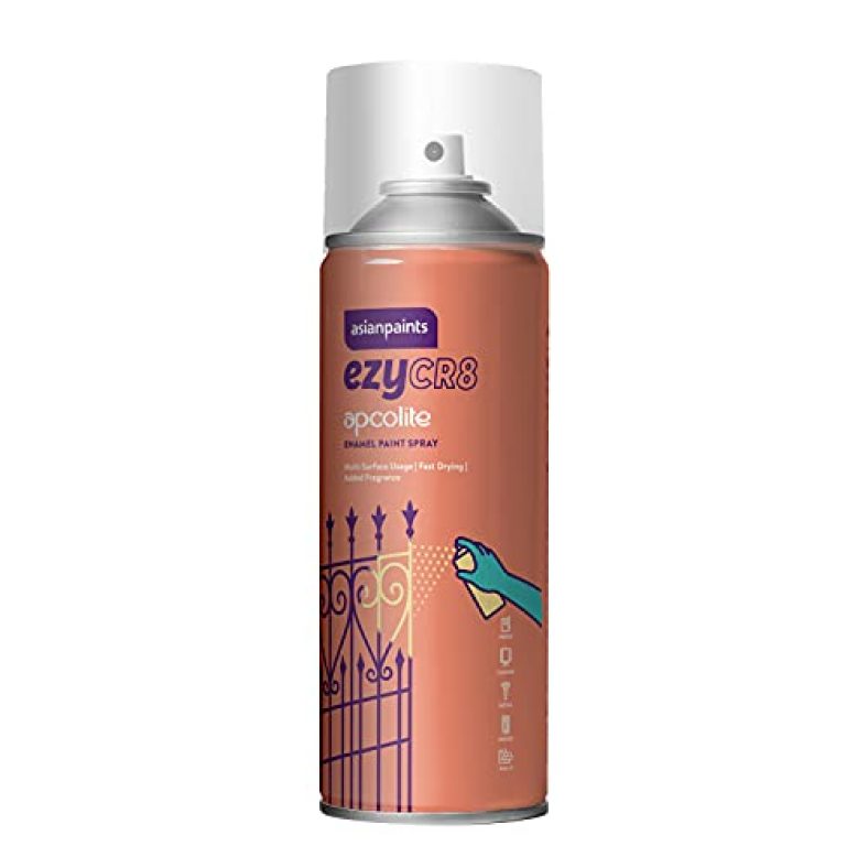Asian Paints Ezycr8 Apcolite Enamel Paint Spray (Grey) Multi-Surface Diy Spray Paint For Metal, Wood, Wall – 400Ml Can