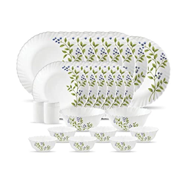 La Opala, Novo Collection, Opal Glass Dinner Set 23 Pcs, Lush Greens, White