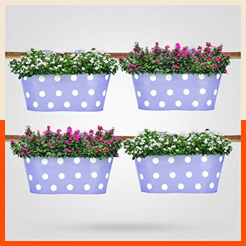 Bathla Patio Ara Hanging Metal Pot Holders / Planters For Balcony / Garden |Corrosion Resistant With Detachable Double Hooks | Lavender – Set Of 4, Standard (Php-Op-311514Lr-S4)