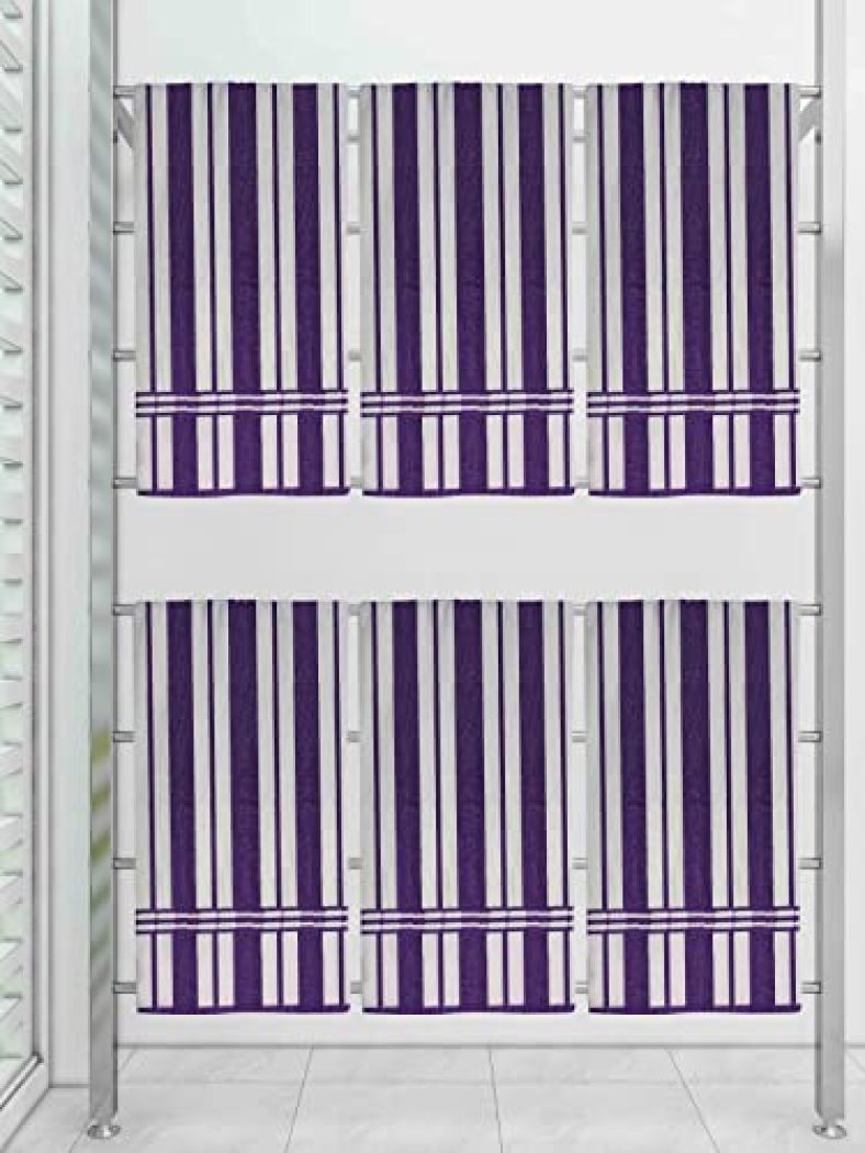 Athom Trendz Ecosaviour Striped Cotton Bath Towel 70X140 Cm Multicolour Pack Of 6