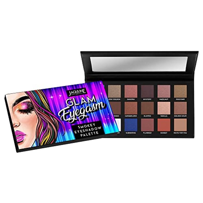 Jaquline Usa Glam Eyegasm Smokey Eyeshadow Palette | Matte | Shimmery | Highly-Pigmented | 18 Different Color | Rich-Color Payoff| Easily Blendable | Long Lasting