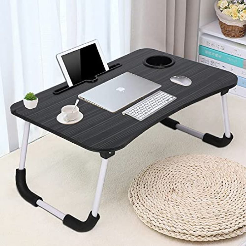 E-Cosmos Multi-Purpose Laptop Desk For Study And Reading With Foldable Non-Slip Legs Reading Table Tray, Laptop Table, Laptop Stands, Laptop Desk,Foldable Study Laptop Table,Study Table (Black)