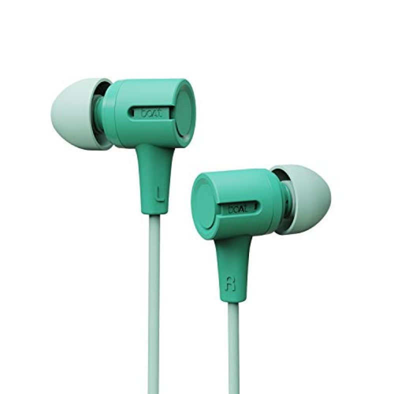 Boat Bassheads 102 Wired In Ear Earphones With Mic (Mint Green)