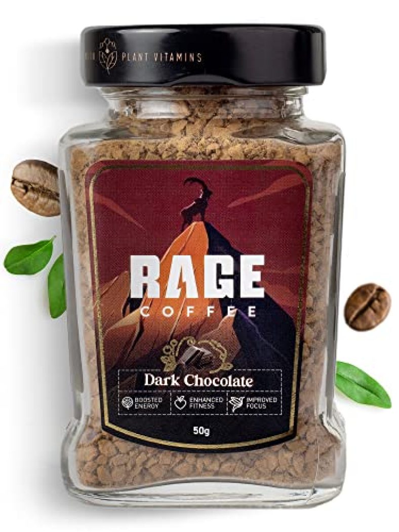 Rage Coffee Dark Chocolate Instant Coffee – Premium Arabica Instant Coffee (Make Delicious Hot/Cold Coffee) (Dark Chocolate,) (Dark Chocolate, 50G)