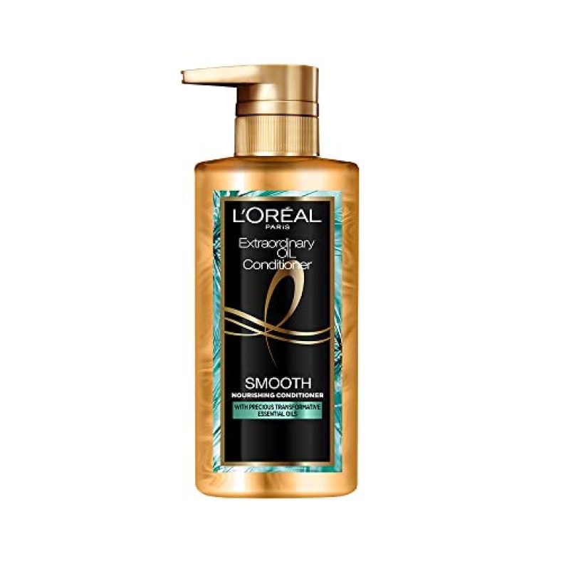 L’Oreal Paris Conditioner, Paraben Free, Nourishing For Smooth & Straight Frizz-Free Hair, With Precious Essential Oils, Extraordinary Oil Smooth, 440 Ml