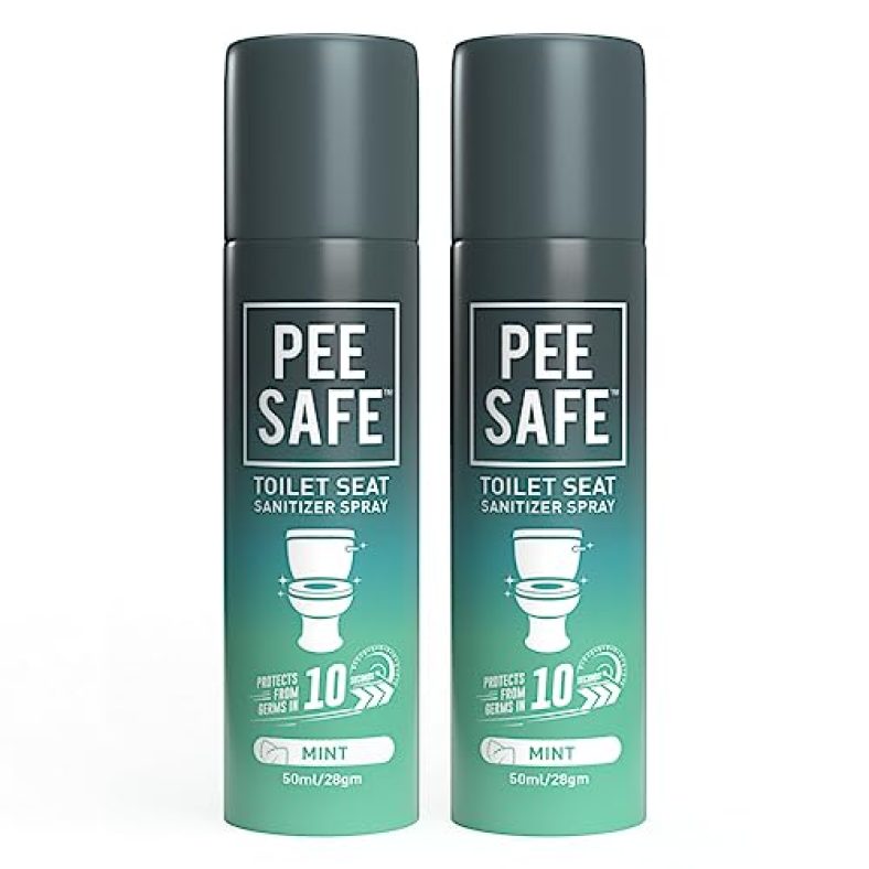 Peesafe Toilet Seat Sanitizer Spray (50Ml – Pack Of 2) – Mint | Reduces The Risk Of Uti & Other Infections | Kills 99.9% Germs & Travel Friendly | Anti Odour, Deodorizer…