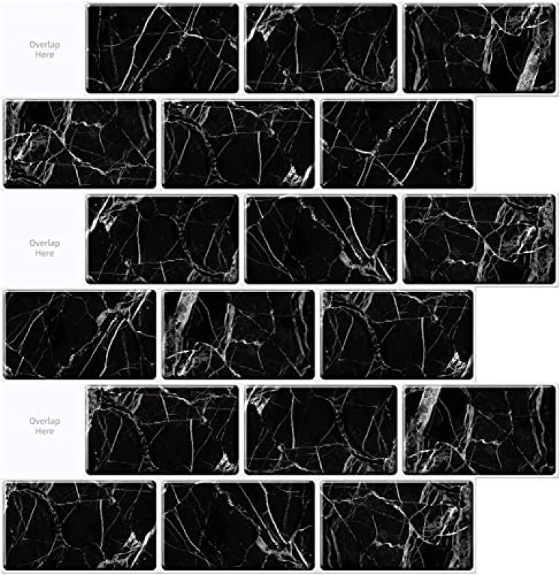 Fokrim Black Kitchen Wall Tile Sheet Peel And Stick Tile For Kitchen Wallpaper Back Splash, 12 X 12 Inches Black Subway Tile With Black Grout (10) (10)