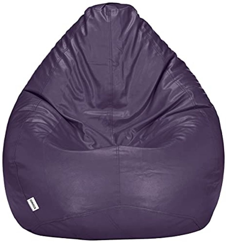 Amazon Brand – Solimo Xxl Faux Leather Bean Bag Filled With Beans (Purple)
